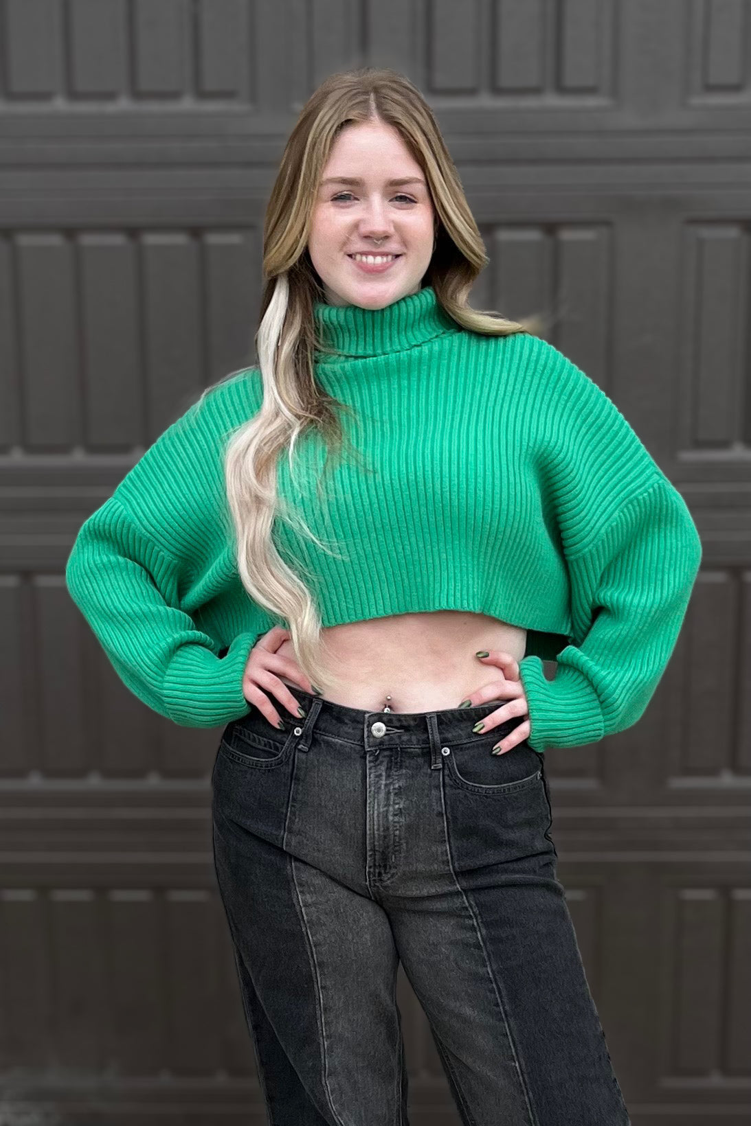 "Envy" Green Cropped Sweater