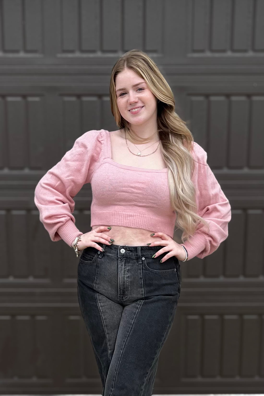 "Lydia" in Light Rose Cropped Sweater