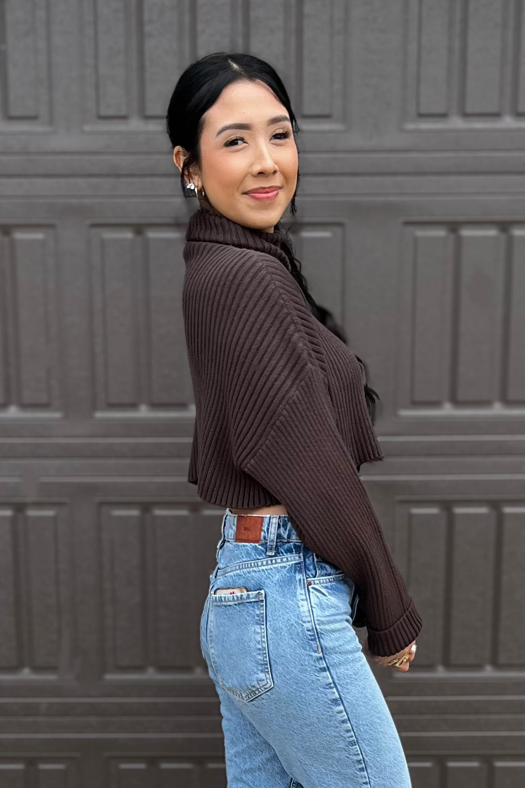 "Envy" Brown Cropped Sweater