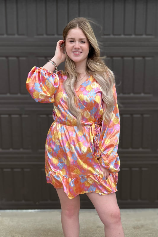 "Cocktail" Silky Wrap Dress