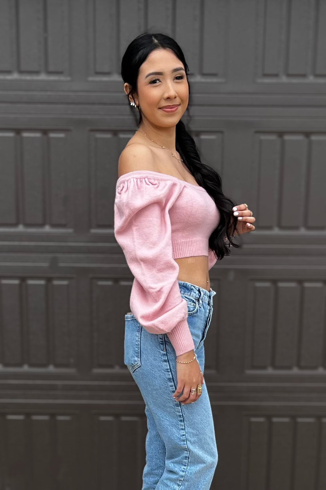 "Lydia" in Light Rose Cropped Sweater