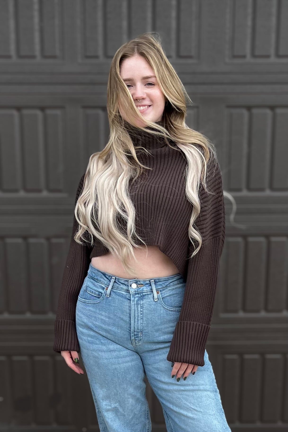 "Envy" Brown Cropped Sweater