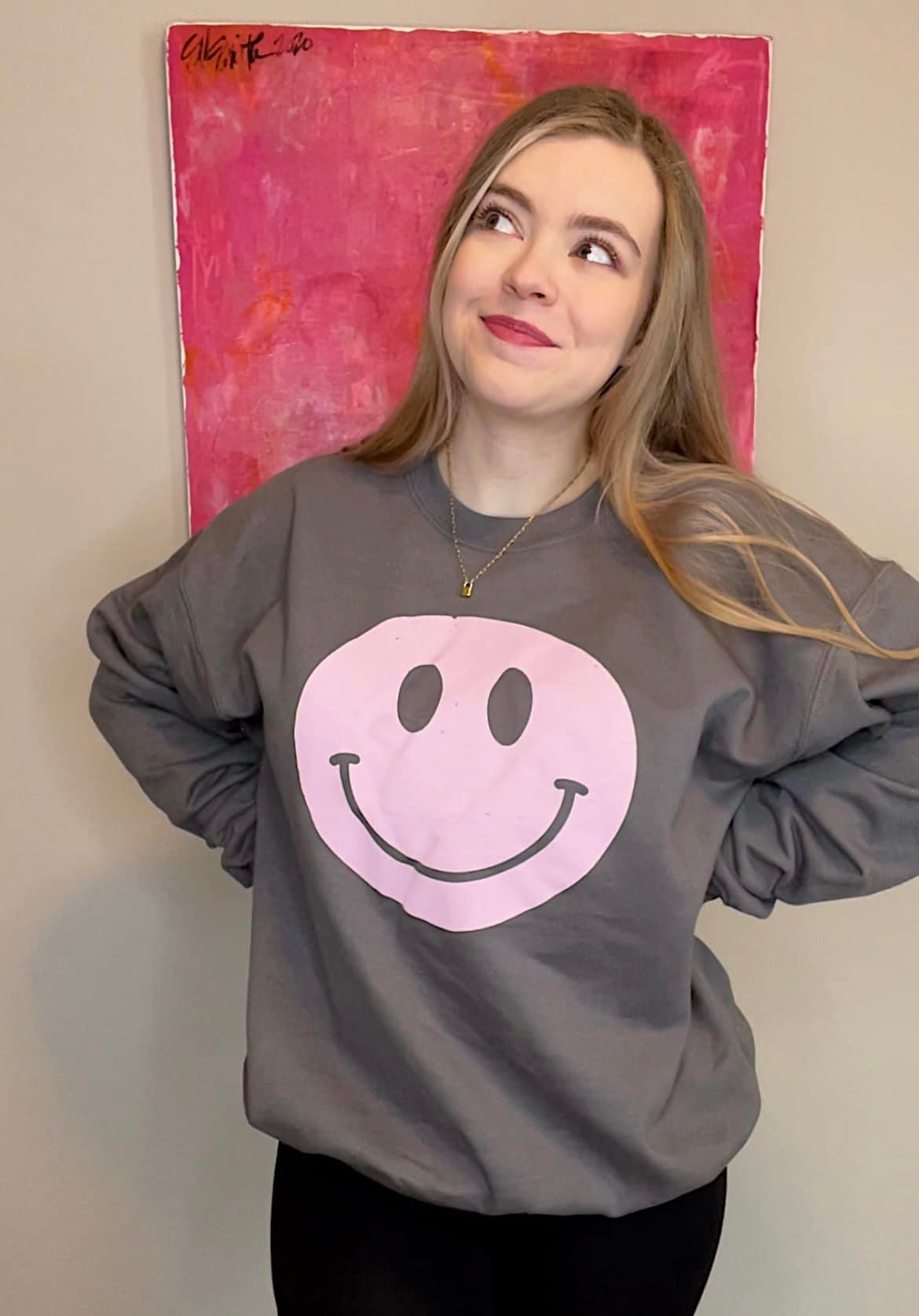 "Smiley" Sweatshirt in Dark Grey