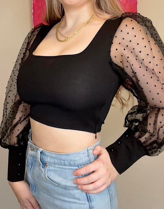 "Cruella" Cropped Top in Black